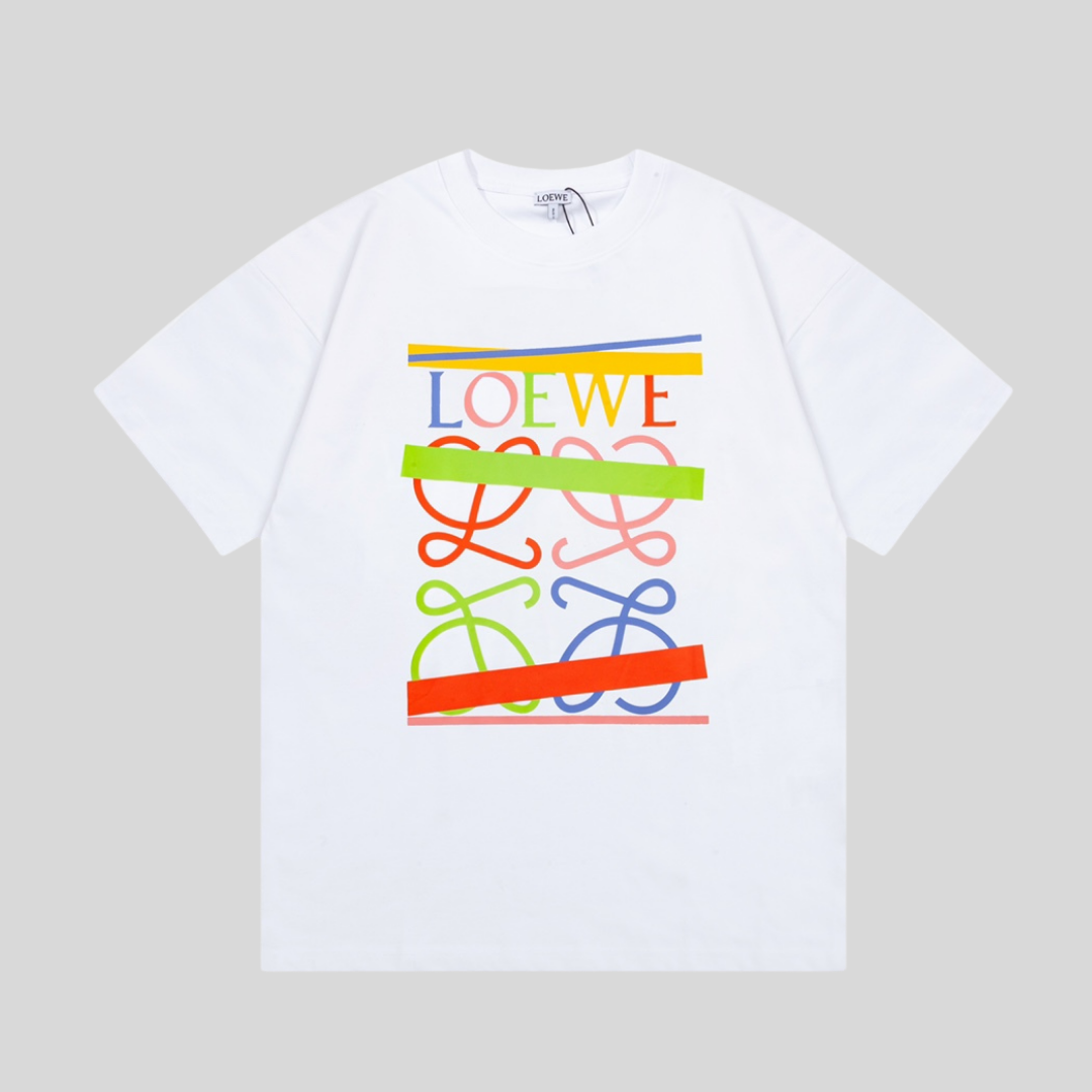 T-shirt Multicolor Striped Logo - White