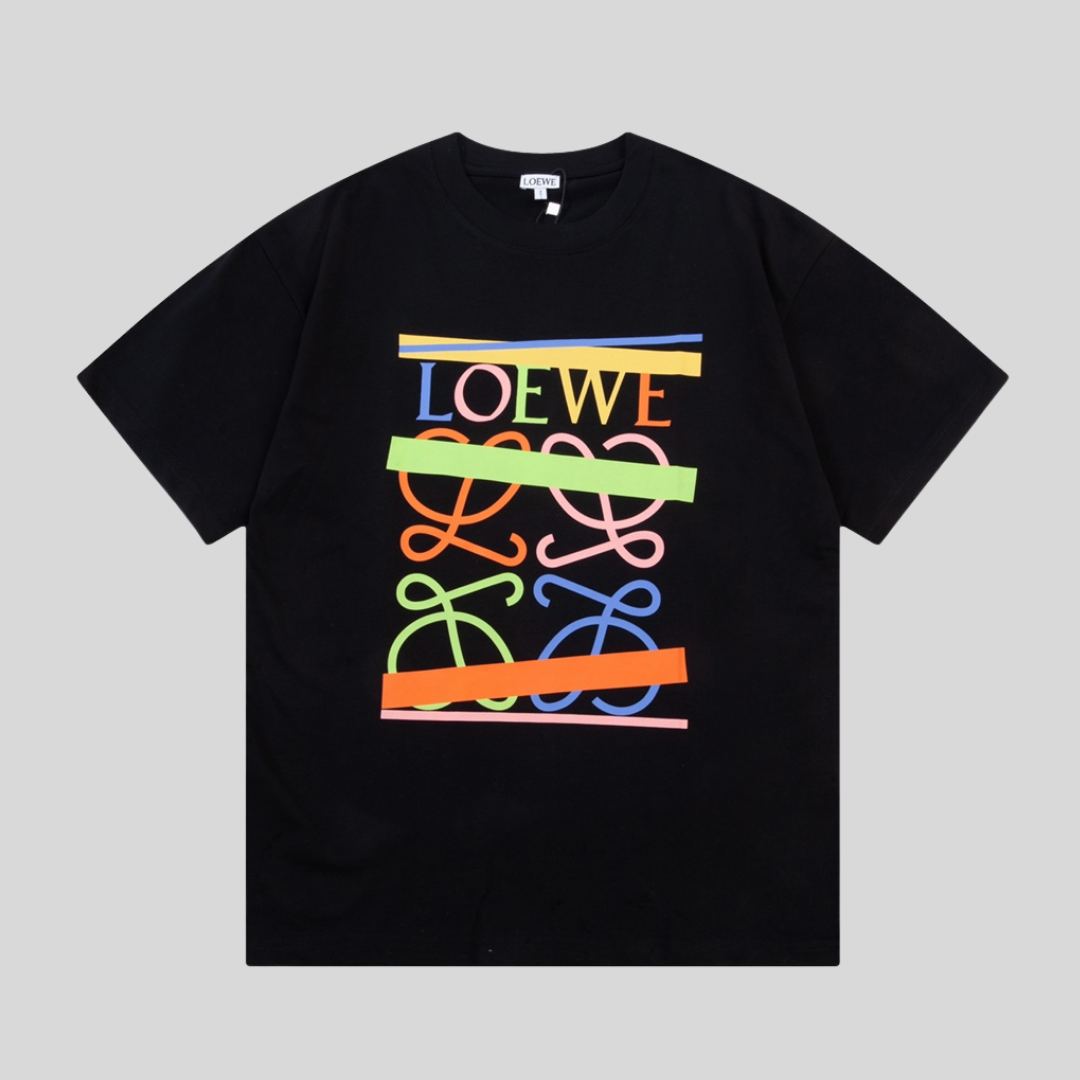 T-shirt Multicolor Striped Logo - Black