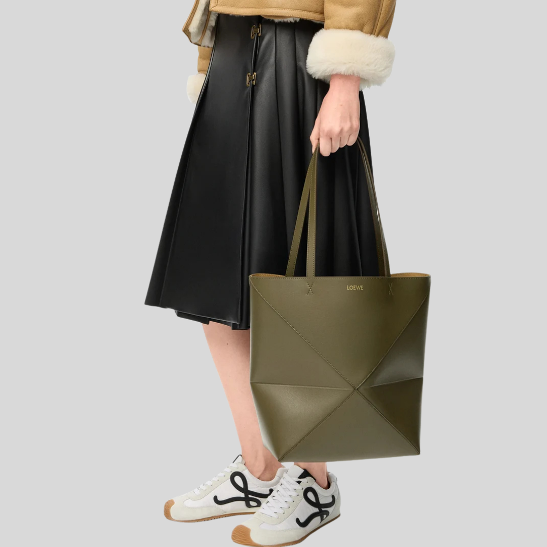 Medium Puzzle Fold Tote -  Dark Khaki