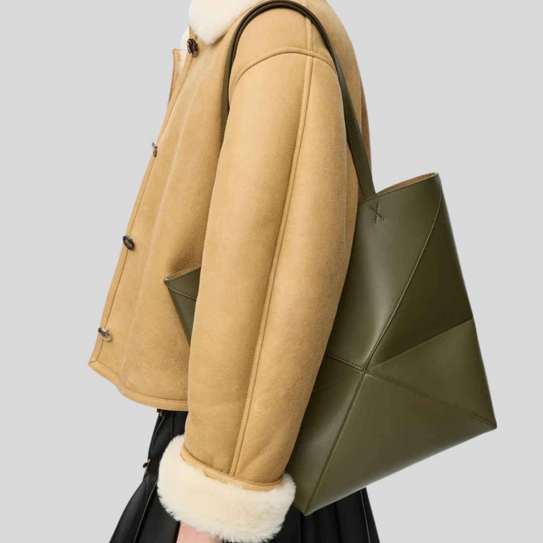 Medium Puzzle Fold Tote -  Dark Khaki
