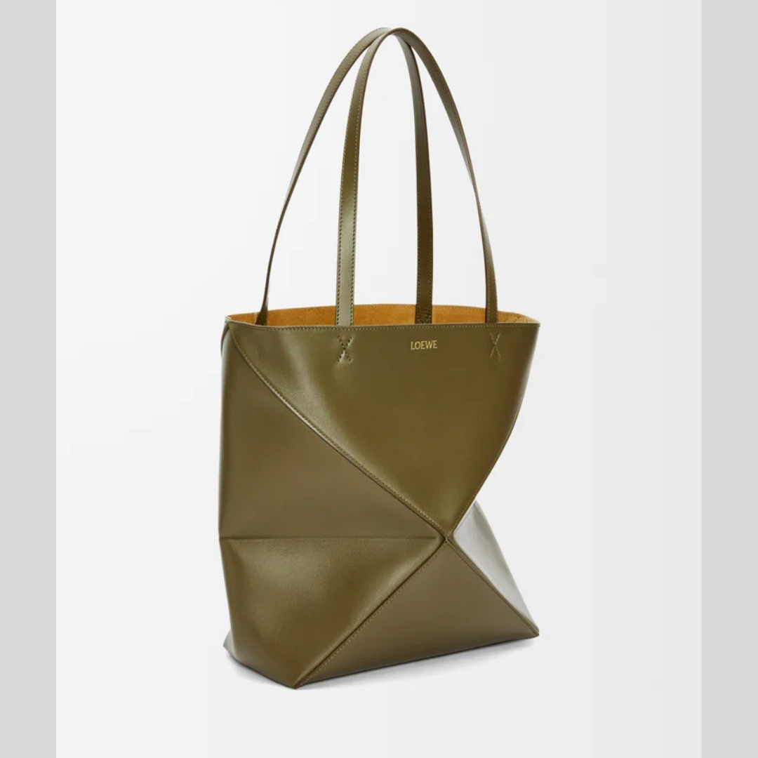 Medium Puzzle Fold Tote -  Dark Khaki
