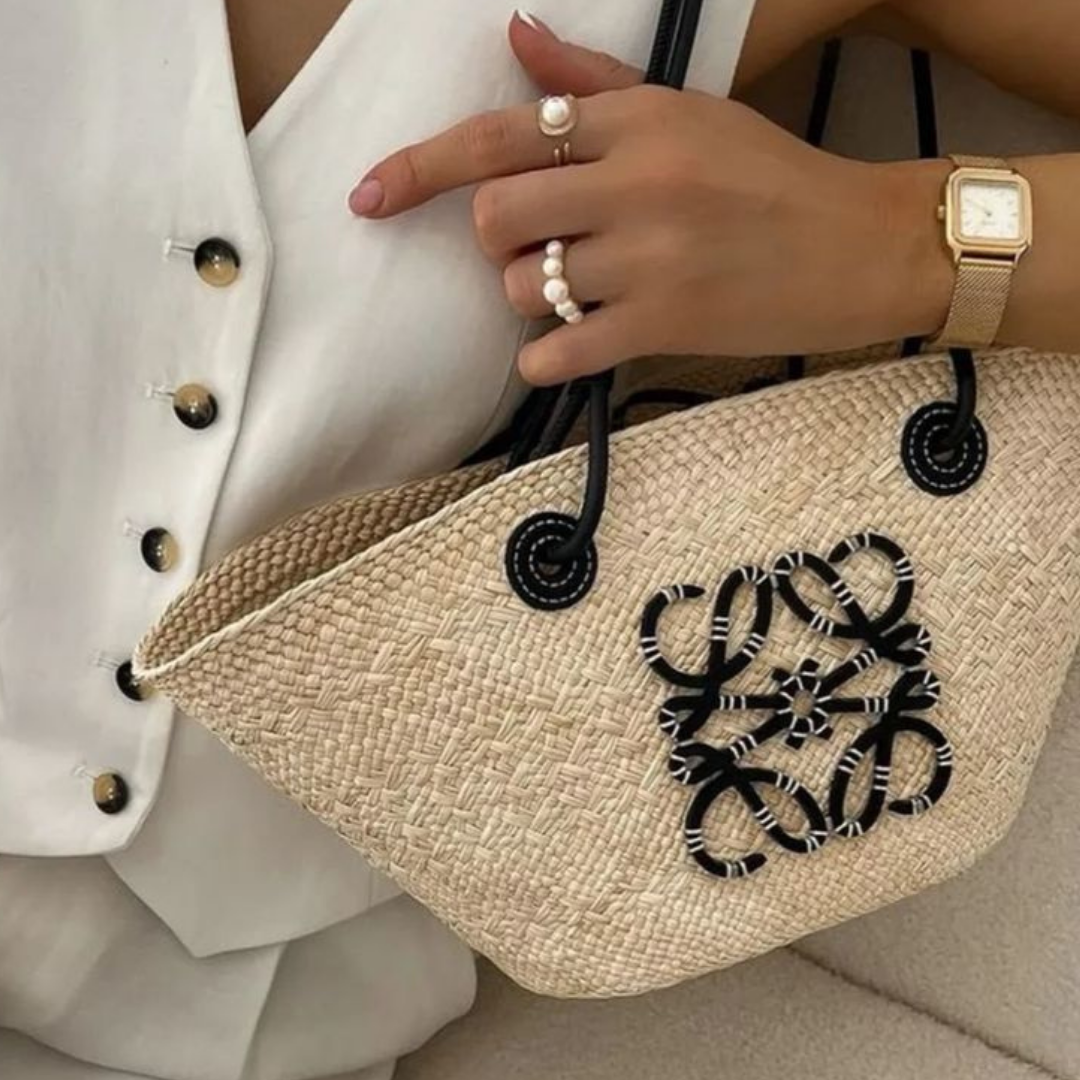 Basket Bag in Palm - Black