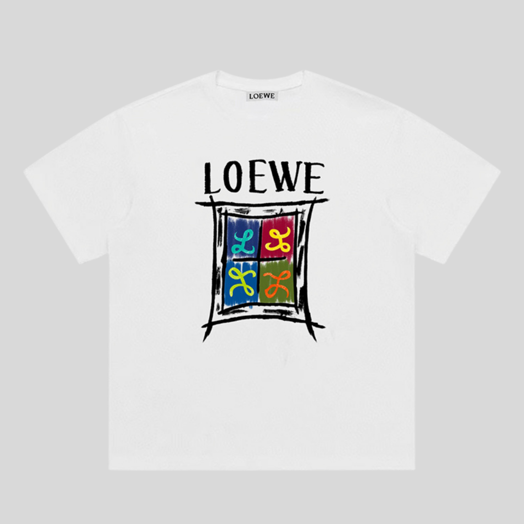 T-shir Color Block Logo Frame - White