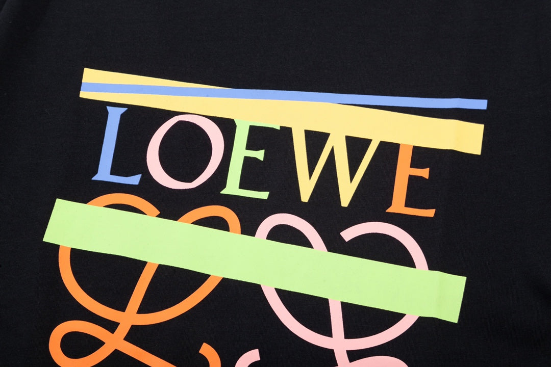 T-shirt Multicolor Striped Logo - Black