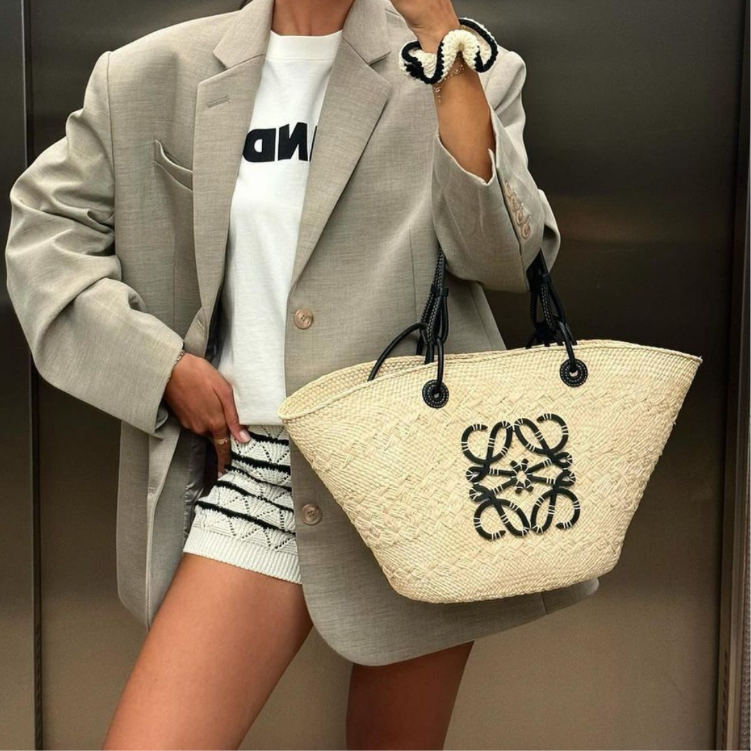 Basket Bag in Palm - Black