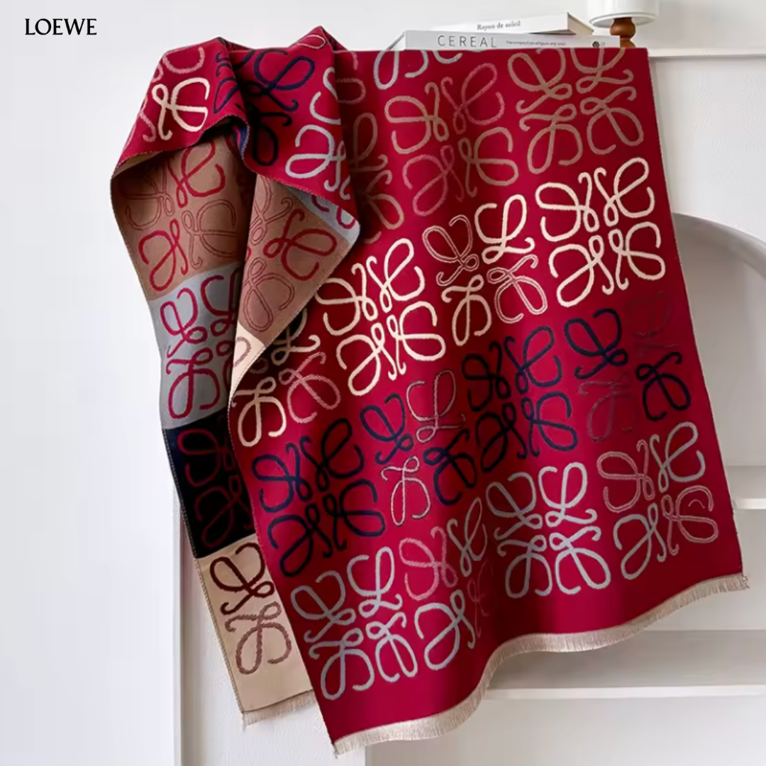 Jacquard Anagram Wool Blanket - Red