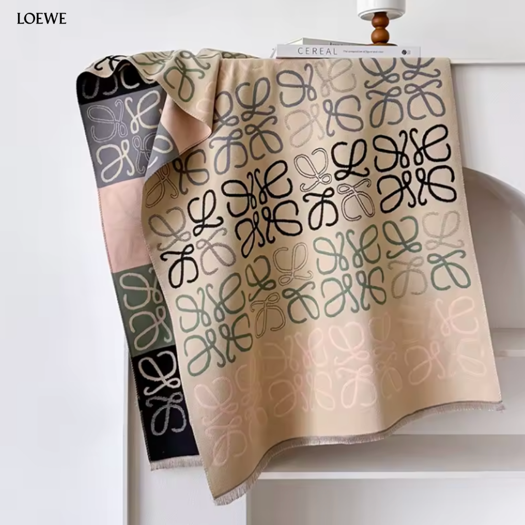 Jacquard Anagram Wool Blanket - Beige