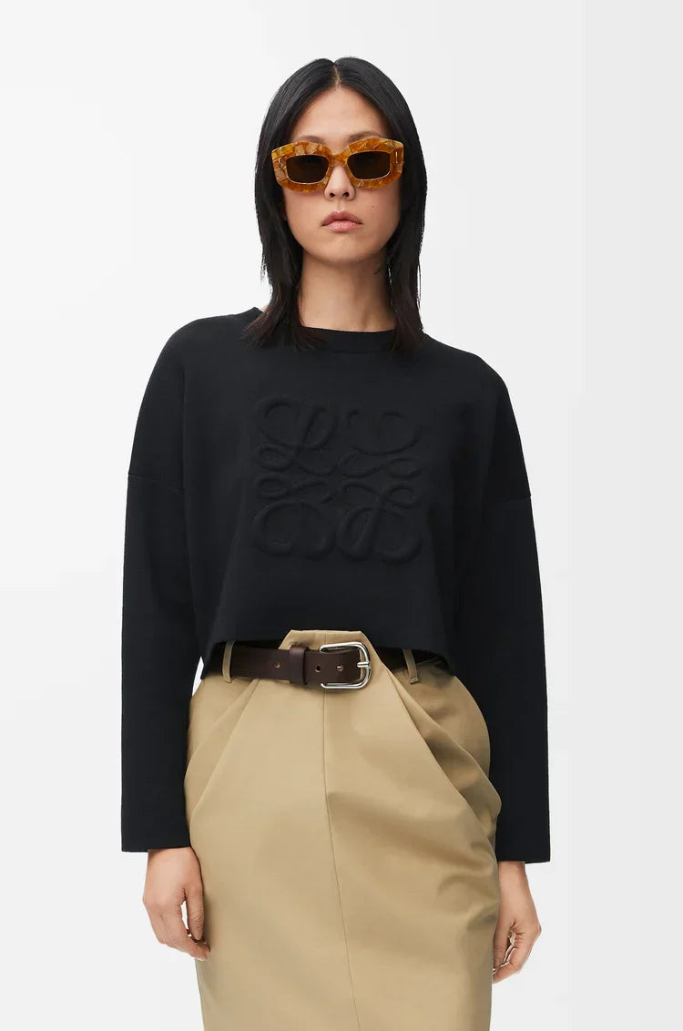 Sweater in Compact Wool – Black