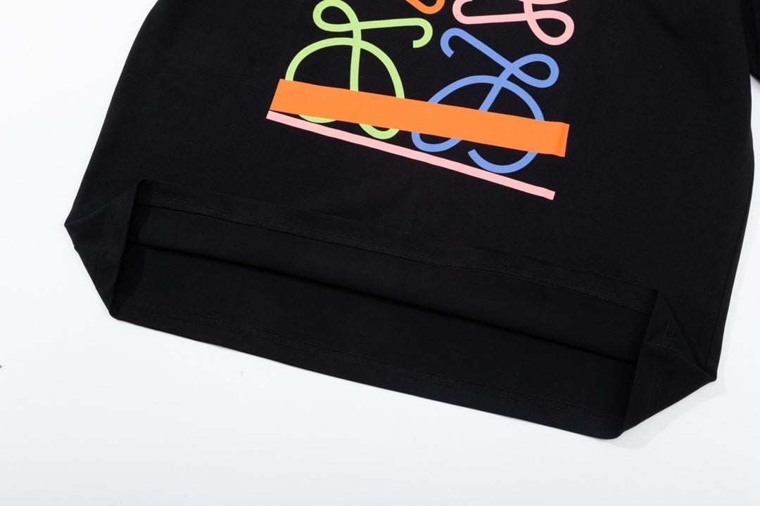 T-shirt Multicolor Striped Logo - Black